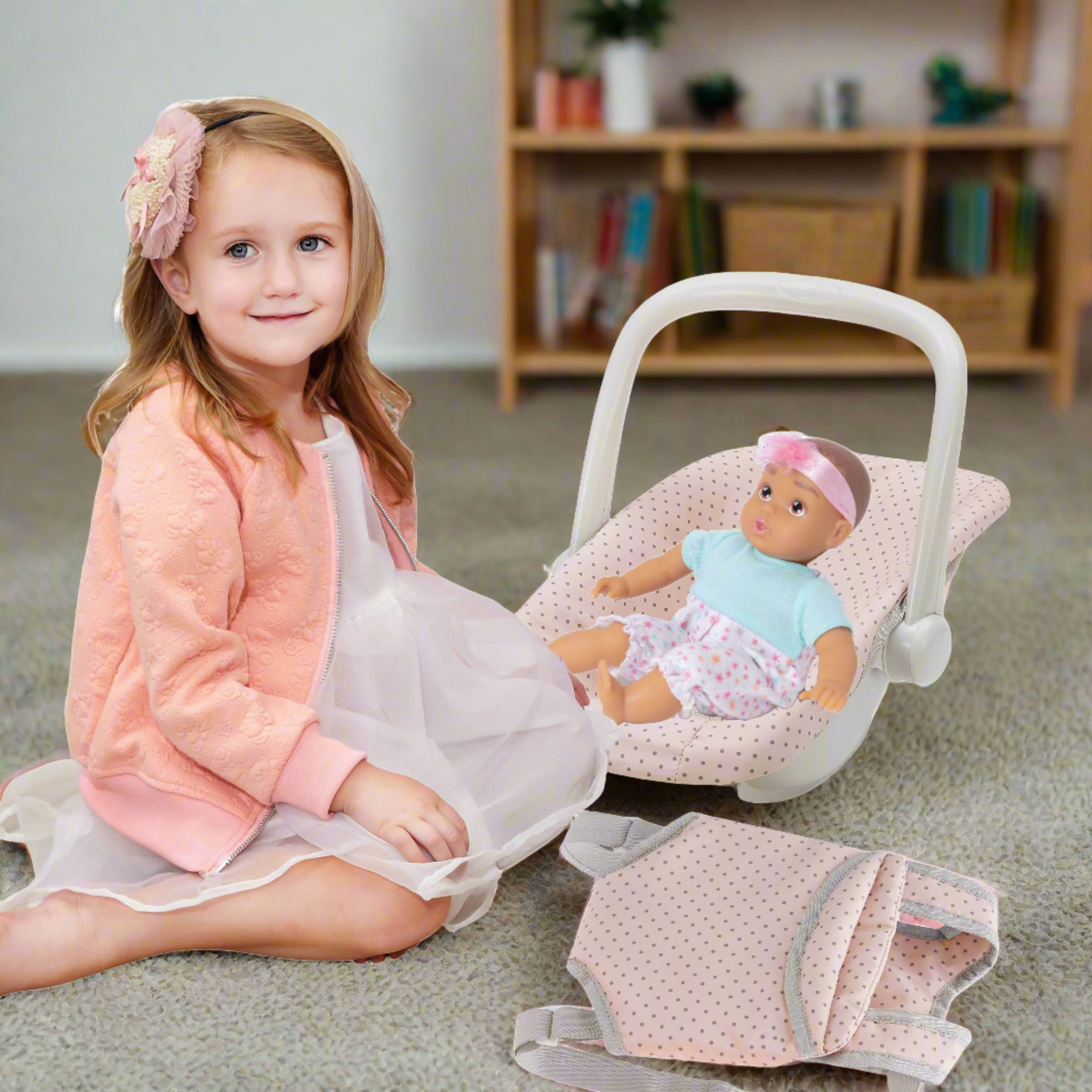 Olivia's Little World Polka Dot Princess Baby Doll Carrier & Car Seat ...