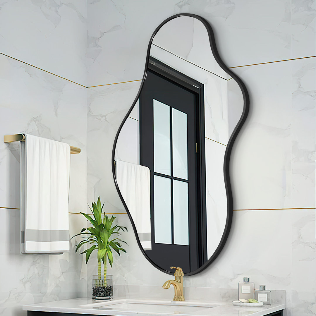 Irregular Metal Framed Wall Mirror, Asymmetrical Mirrors for Bathroom
