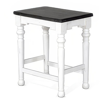 Orso Counter Height Stool Set of 2, White, Dark Brown Mahogany Wood