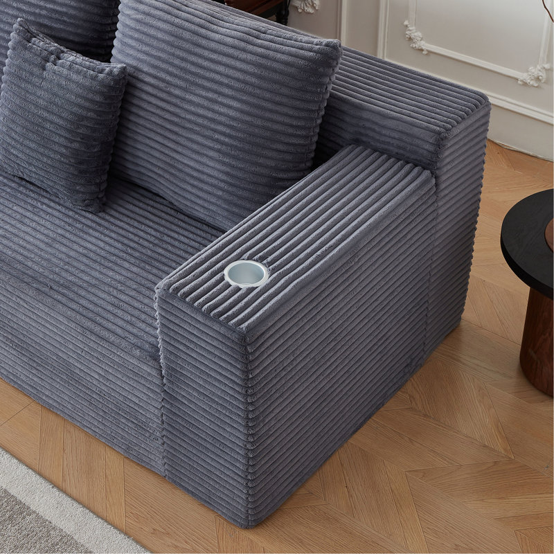 Canapé 3 places Cloud, Gris, H 30 po x l 109 po x P 40,5 po, 3