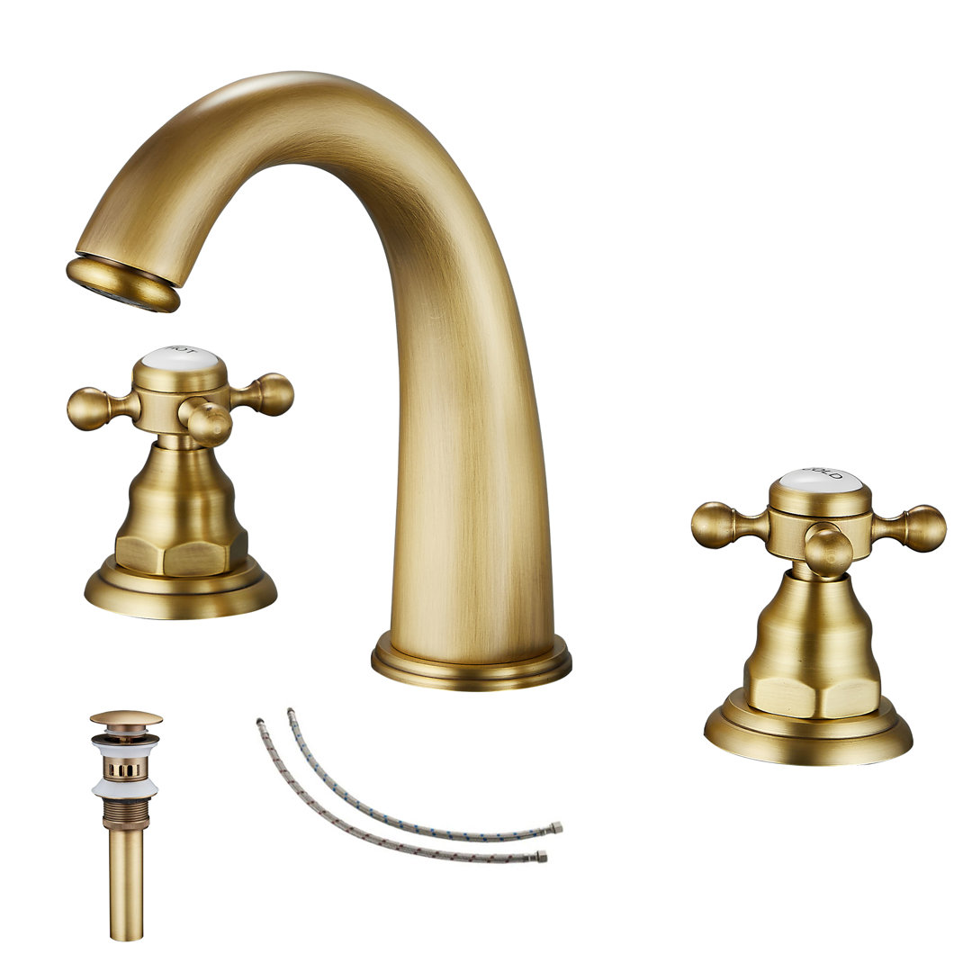 Widespread Bathroom Faucet with Drain Assembly UFINE 