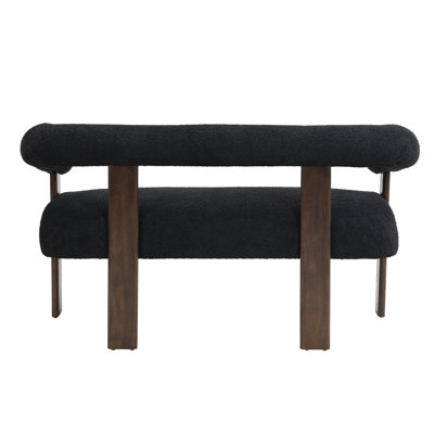 Causeuse moderne avec accoudoirs ronds en tissu bouclé noir et brun