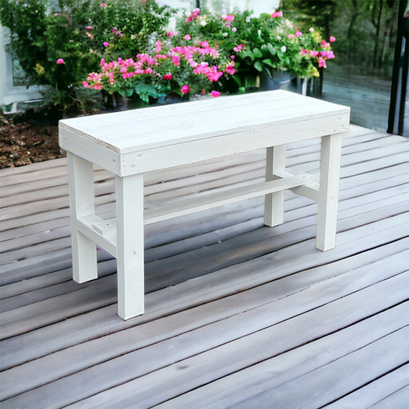 Janney Cottage Style Farmhouse Bench, White, 19.5" H x 35" W x 12.5" D