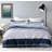 SLEEPBELLA Comforter Queen Size, 600 Thread Count Cotton White And Navy Striped Patchwork Reversible Pattern Reversible Blue Comforter Set,Down Alternative Bedding Set 3Pcs (Queen, Blue Patchwork)-122432893-122432890