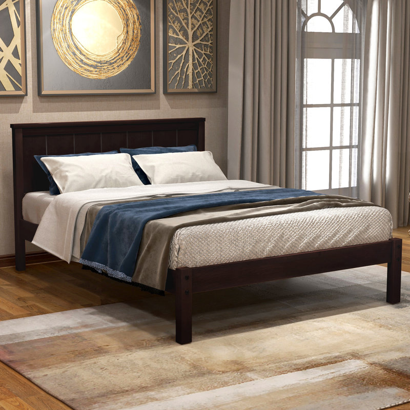 Alayna Bayliff Platform Bed Frame With Headboard, White, Twin