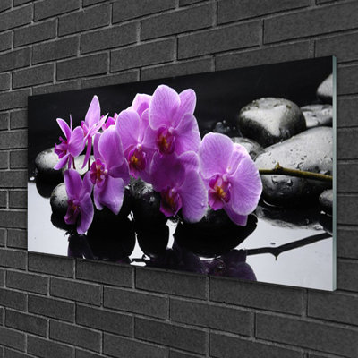 Flower Stones Floral - No Frame Print on Glass