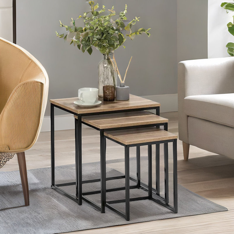 Dorrell 3-Piece Stackable Nesting Side Tables For Living Room End Sofa Side Table