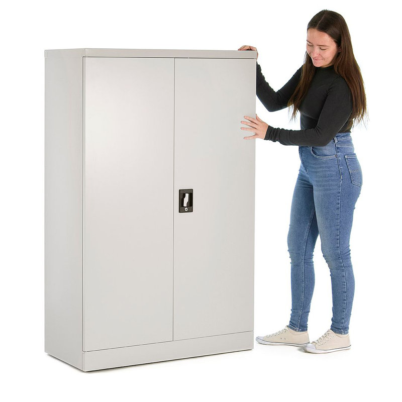 2 -Door 3 -Shelf Storage Cabinet, Grey - 75cm(w) x 38cm(d) x 140cm(h)