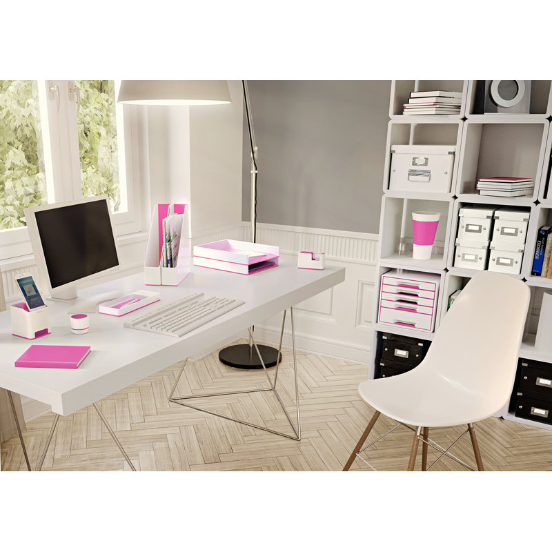 Free Standing Magazine Rack, White/Pink