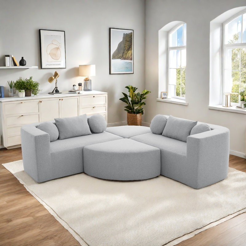 Canapé modulaire à compression Boneless, Boucle gris