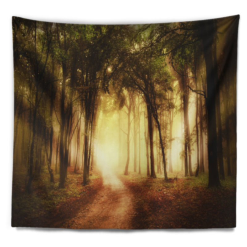 Tapisserie de forêt dorée en polyester avec accessoires suspendus inclus, H 50 po x l 60 po
