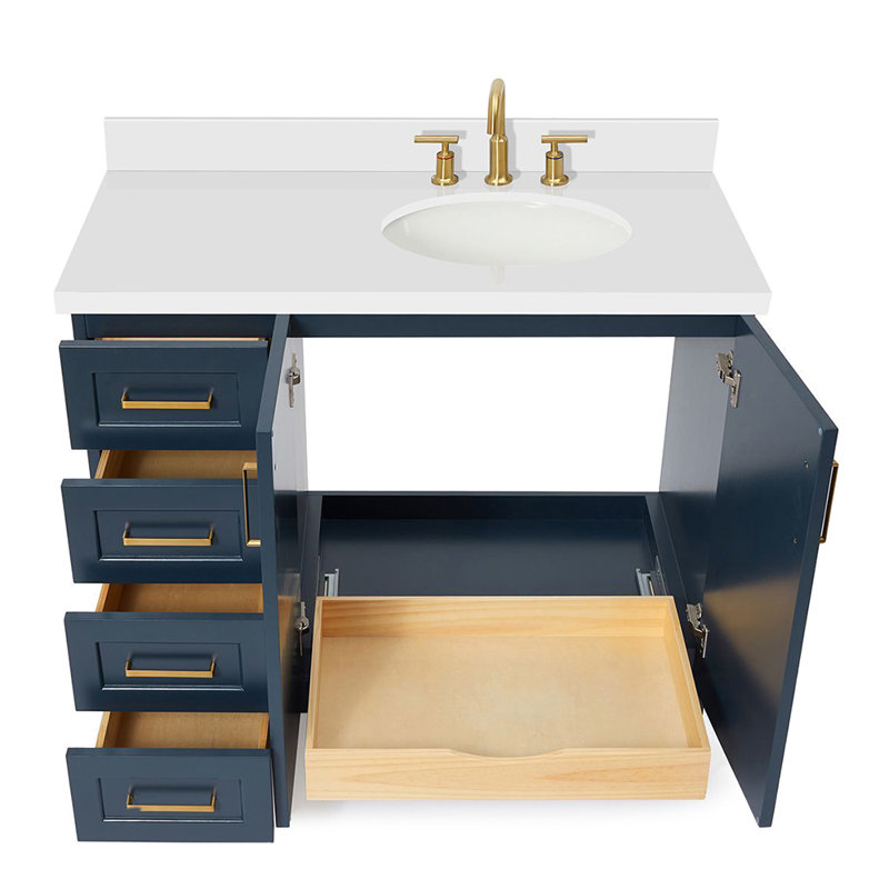43 IN.  Single Bathroom Vanity, Midnight Blue, Rectangular, Right 