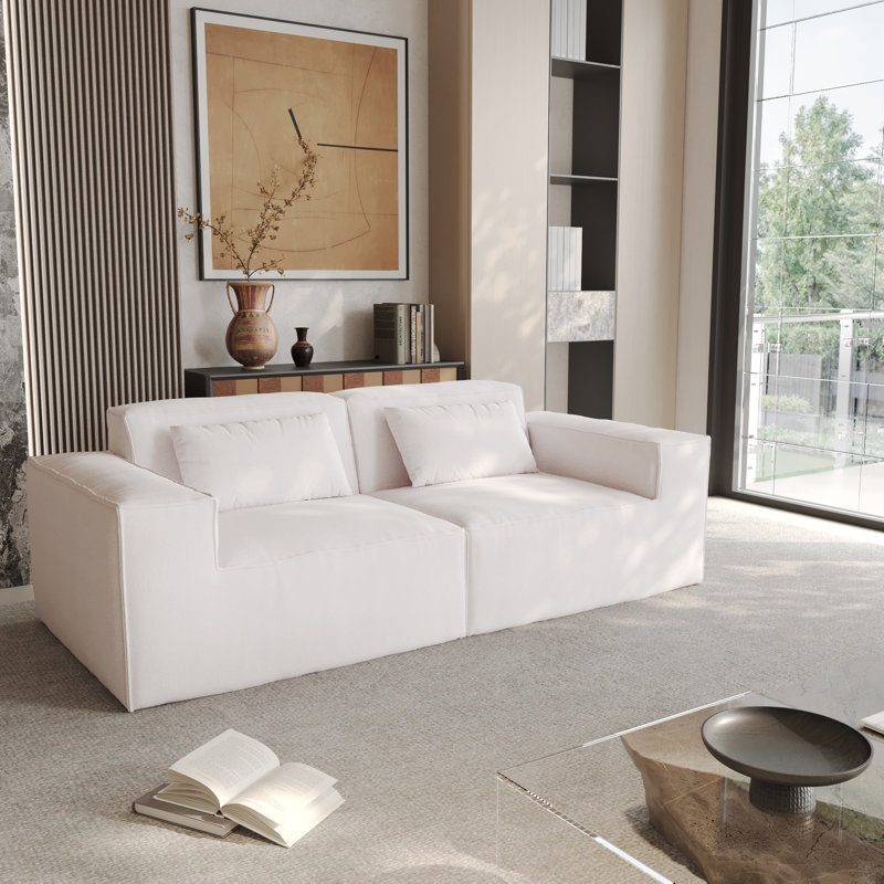 Berrysburg 82'' Upholstered Modular Sofa, Beige