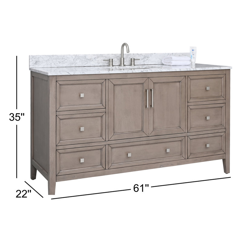 Everette 61'' W Single Vanity, Gray Oak