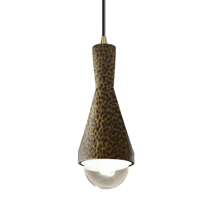 Breeona 1- Light Cone Pendant with Metal Accents, Antique Brass, Carrara Marble