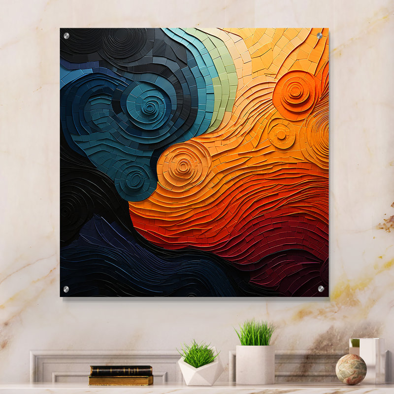 Chirinos - Art mural acrylique sur verre op art, H 30 po x l 30 po