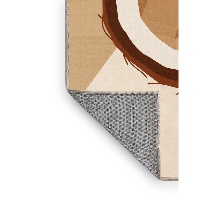 Machine Washable Easton Coconut Modern Solid Color Rug in Beige – Beige Binding, 7x9