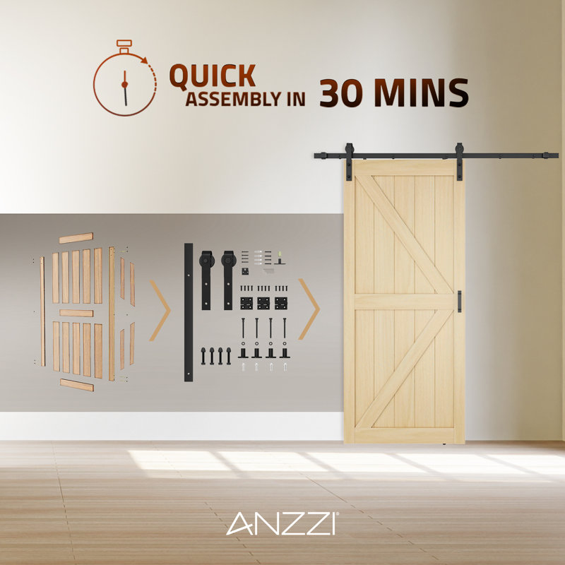 Tan 36" x 84" Sliding Barn Door with Hardware Kit
