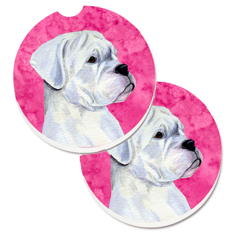 Sous-verre barbu collie voiture, Boxer blanc à oreilles naturelles