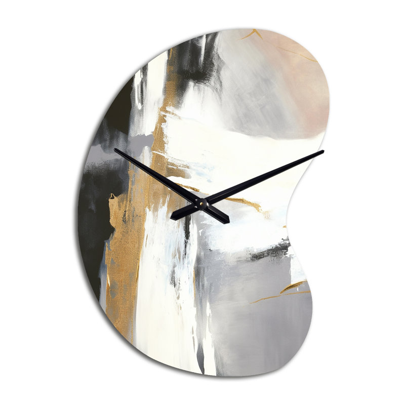 Horloge murale en métal noir et doré Harmony Of Marble VI, Grand