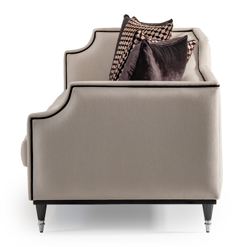 La Francaise 105'' Square Arm Sofa, Cream Polyester Blend