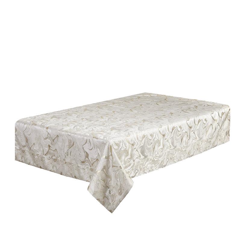 Lin violet avec motif de bordure abstraite Victoria, polyester, jacquard haut de gamme, or, nappes, 160 po x 70 po