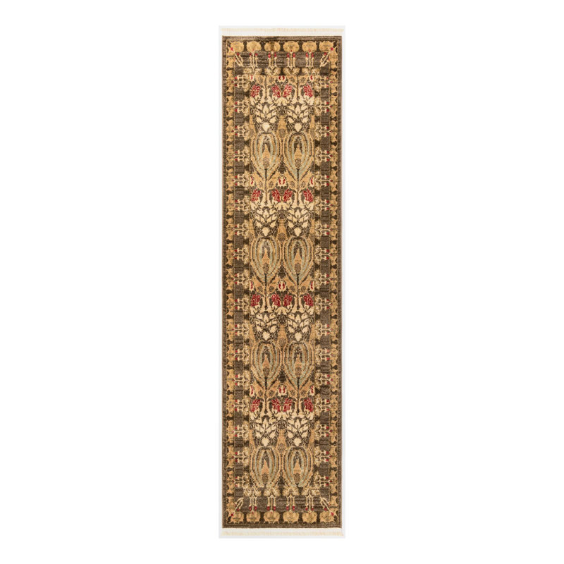 Tapis brun Ikat Moore, Tapis de couloir 2 pi x 8 pi