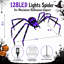 Décoration extérieure araignée géante lumineuse d'Halloween de 2,1 m avec 128 lumières DEL violettes à effet fluide, à brancher pour jardin, pelouse et terrasse.