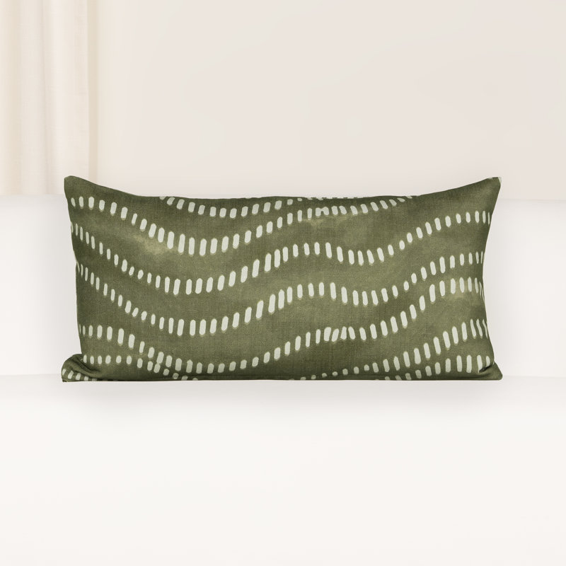 Coussin décoratif Linear Drift, Vert, 36" x 14" Rectangle, Plumes