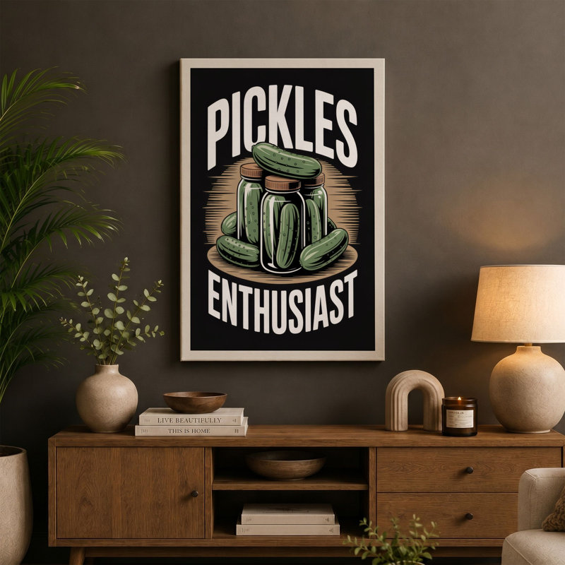 Pickles Enthusiast Novelty - Wrapped Canvas, 24x16 - 61.0 x 40.6 cm, Terracotta Border
