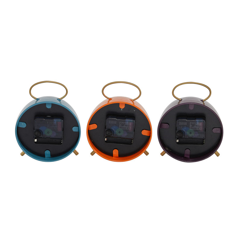 Searle Modern & Contemporary Analog Stainless Steel Quartz Alarm Tabletop Clock in Blue/Orange/Purple