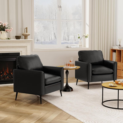 32In Wide Faux Leather Armchair (Set Of 2)