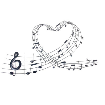 Music Heart Scroll Metal Wall Décor