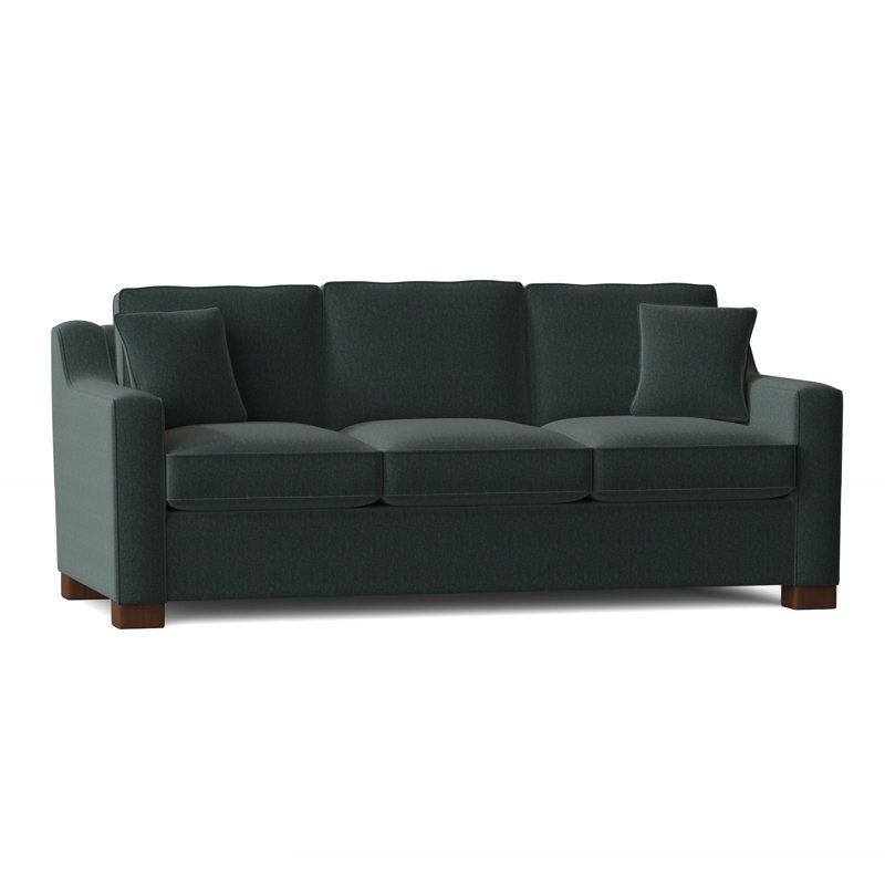 Aceyon 79'' Upholstered Reclining Sofa, Bennett Charcoal Performance, Walnut