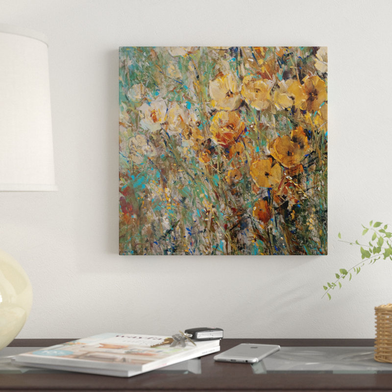 « ambre popy field i », reproduction de peinture à l’acrylique sur toile tendue, H 14 po x l 14 po x P 2 po