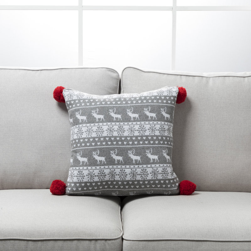 Housse et insert de coussin décoratif Pom Pom Holiday, Mélange de duvet