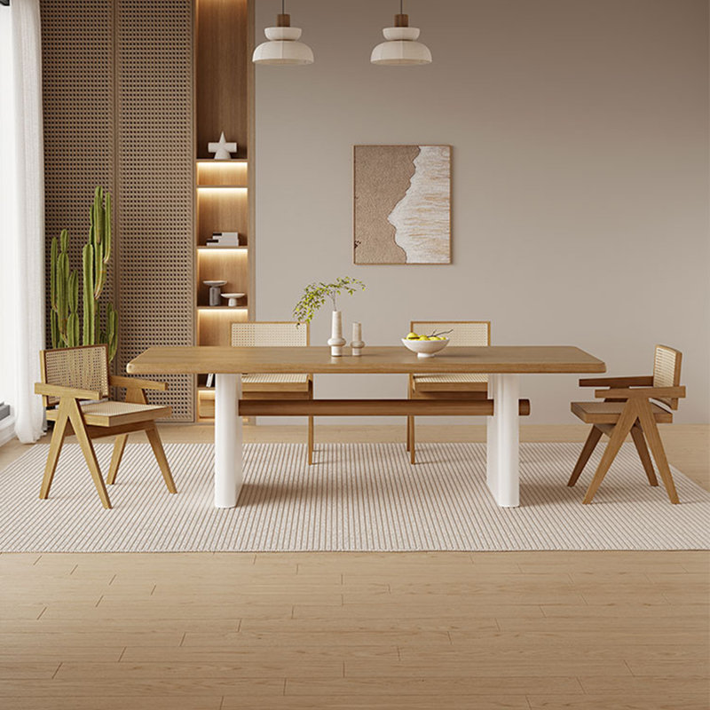 Table de salle à manger rectangulaire, H 29,53 po x L 78,74 po x l 35,43 po, Blanc