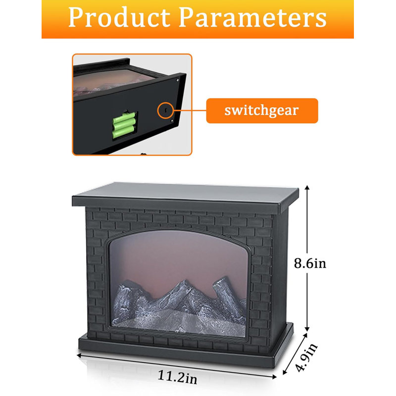 Electric Fireplace Lantern with Realistic LED Flame Effect, USB Battery Powered