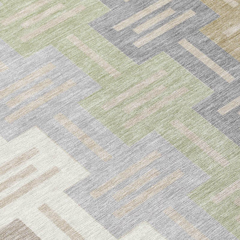 Machine Washable Indoor/Outdoor Chantille ACN2556 Mid-Century Modern Rug, Ivory, 2'6" x 3'10"