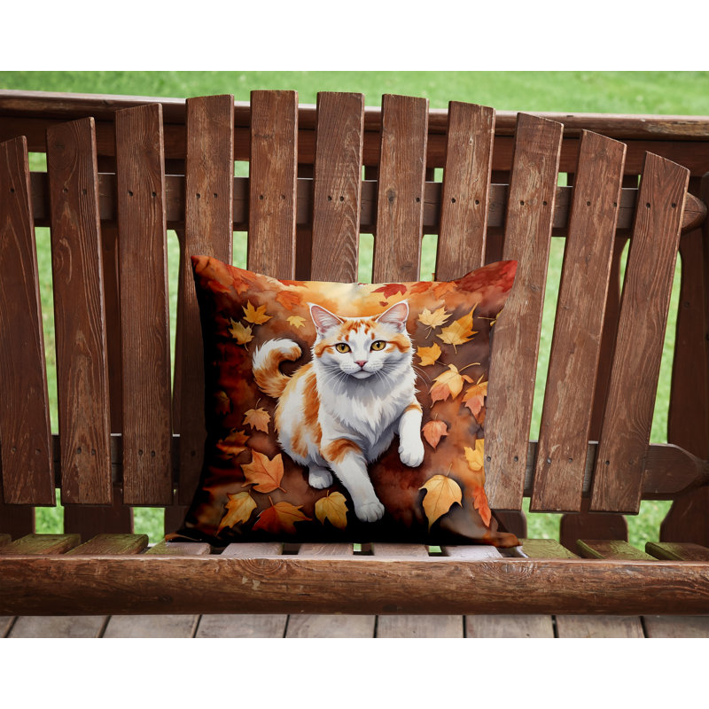 Coussin Turkish Van Cat in Fall Leaves, Carré 14 po