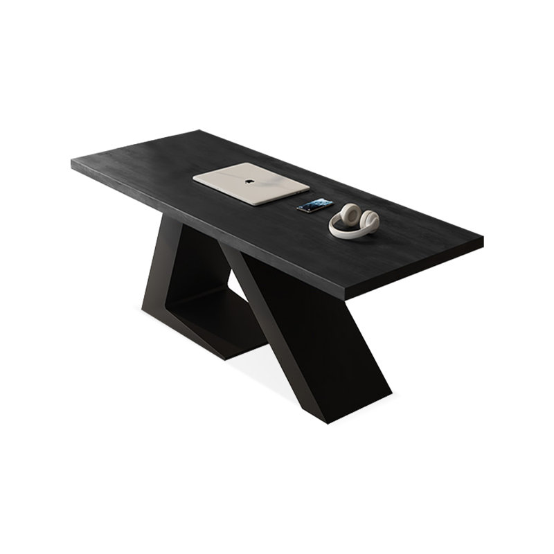 Rectangular Solid Wood+Iron desks, Black, 29.53" H x 70.87" W x 27.56" D