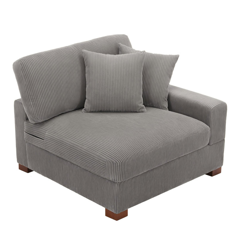 Fauteuil en velours côtelé Milbrey, Velours côtelé, Gris clair