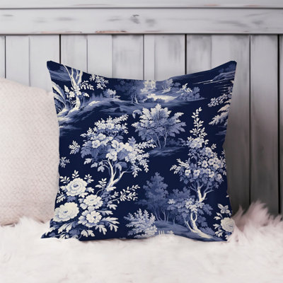 Landscape and Nature French Toile Pattern VII French Country Throw Pillow Cover