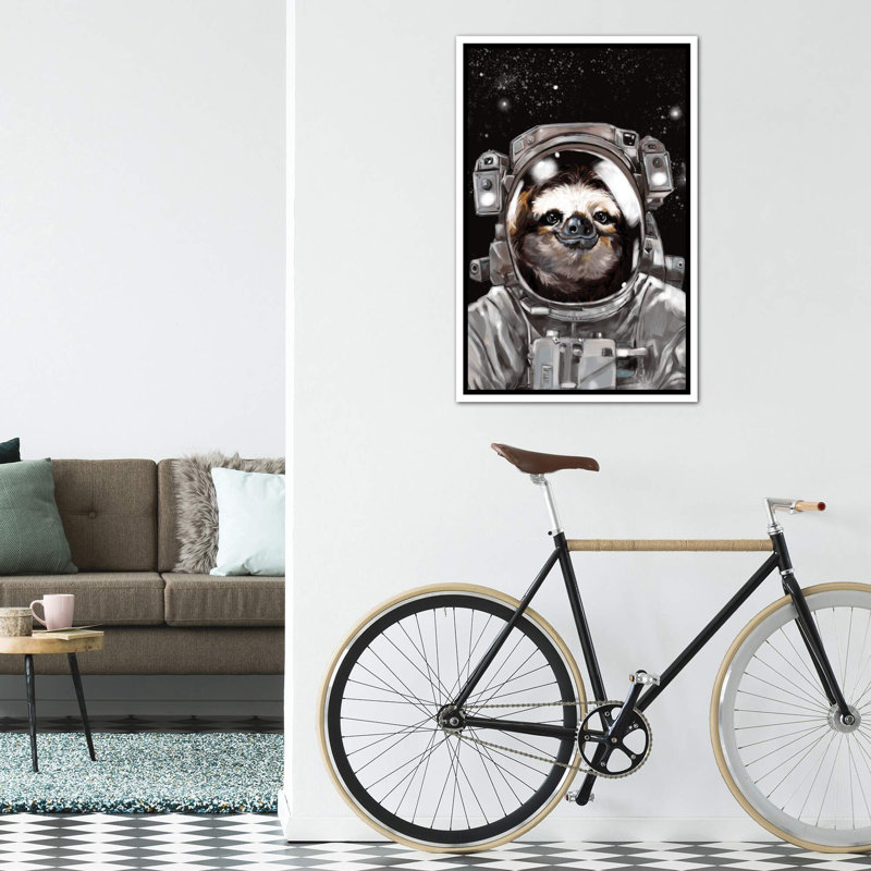 « astronaute sloth selfie », art, Toile blanche encadrée, H 48 po x l 32 po x P 1,5 po