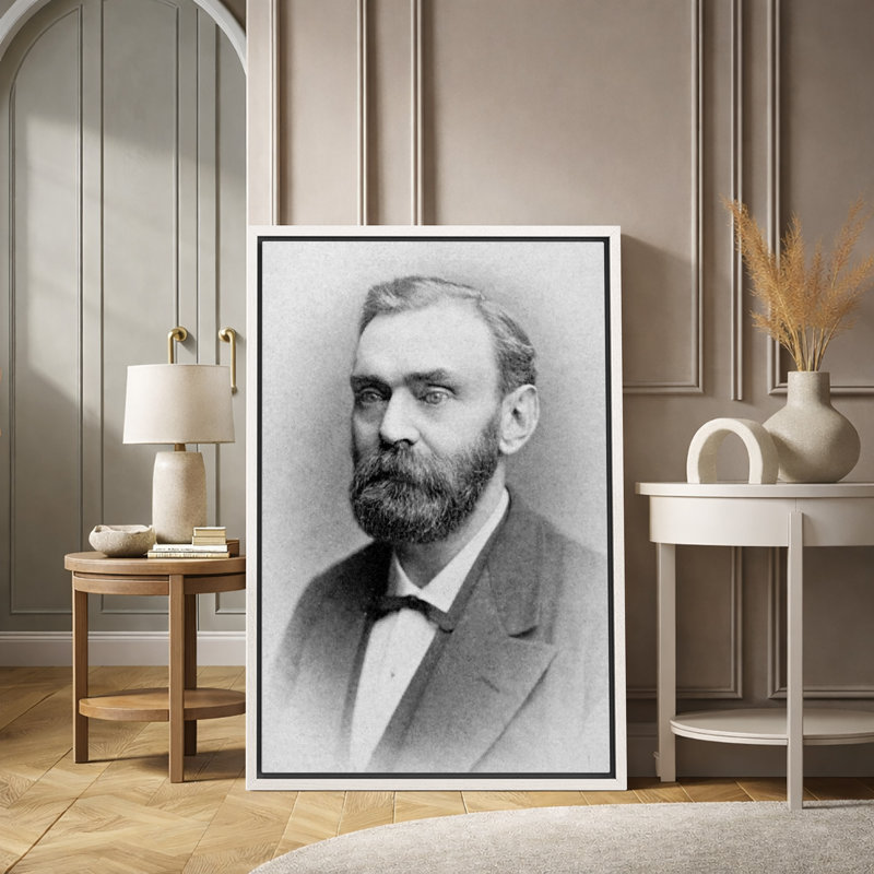 Illustration de portrait barbu, érudit classique, H 24 po x l 16 po x P 1,5 po, Cadre flottant blanc