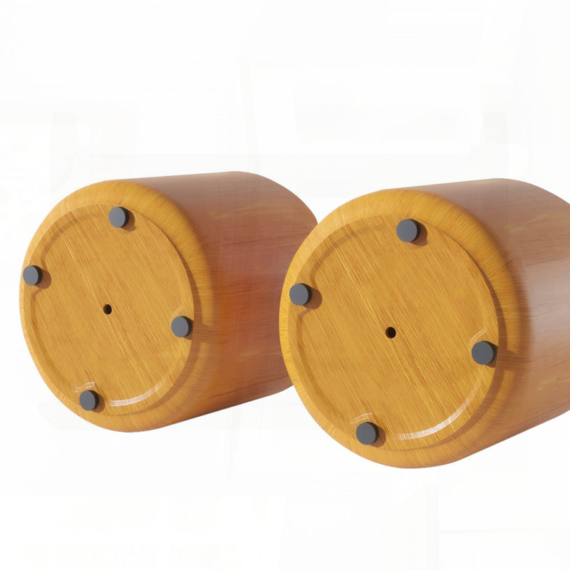 Ensemble de 2 tables d'appoint rondes pour l'extérieur et l'intérieur - couleur bois, H 19,29 po