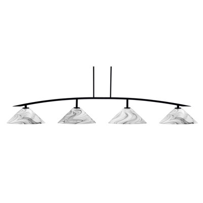 Barre d'éclairage 4 lumières kurve au fini noir mat avec verre tourbillonnant 16 po