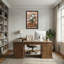 Plantes et fleurs, pivoines, livres, brique, fond d'art mural-1656782475