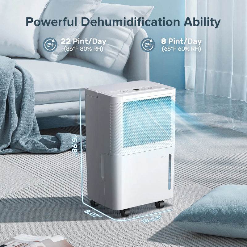 Antarctic Star 22 Pint Dehumidifiers With Drain Hose, 24H Timer, Portable Design With Handle For Bathroom And Bedroom