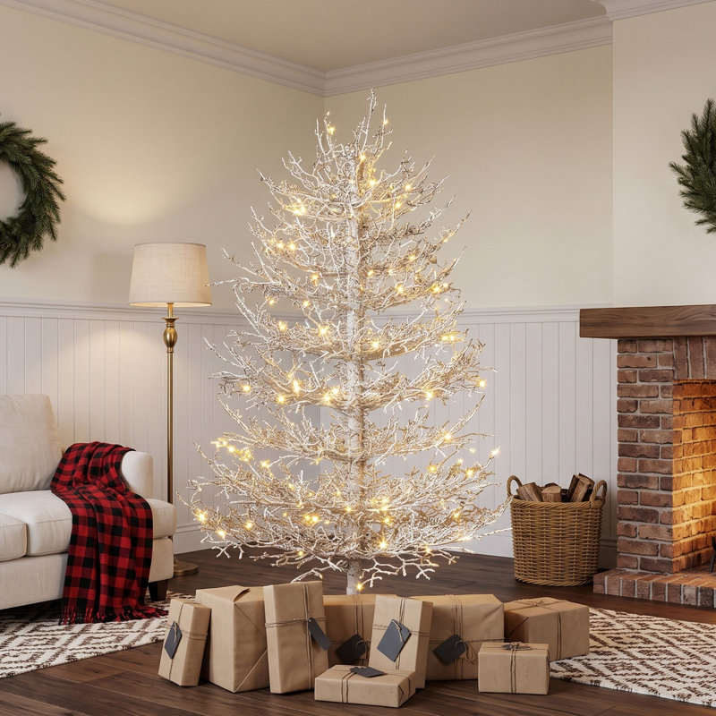 Sapin de Noël artificiel pré-illuminé de 1,20 m avec 230 lumières DEL, 280 extrémités de branches en PE, sections articulées et support métallique pliable